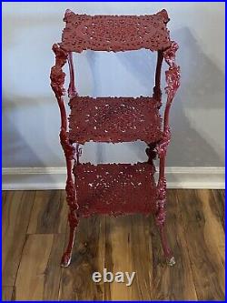 Vintage Cast Metal Ornate Plant Stand 3 Tier 28 1/4 Tall
