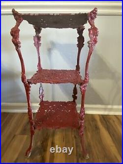 Vintage Cast Metal Ornate Plant Stand 3 Tier 28 1/4 Tall