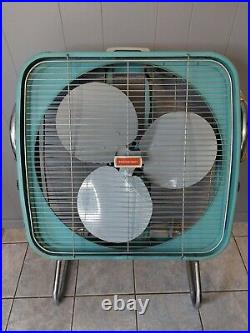 Vintage Dominion Metal Box Fan on Stand, 2 Speed, Works, Local WV Pickup only