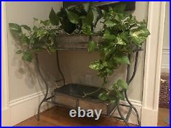 Vintage Farmhouse chic PLANT STAND With galvanized Trays