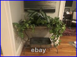 Vintage Farmhouse chic PLANT STAND With galvanized Trays