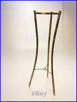 Vintage Faux Bamboo Plant Stand hollywood regency planter metal gold mid century