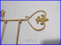 Vintage Fleur de Lis Wall Hanging Wrought Iron Candle Plant Holder Shabby Chic