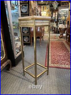 Vintage Frederick Raymond Prairie School Style Brass & Glass Pedestal Lamp Table