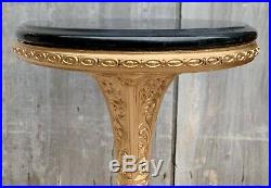 Vintage French Black Marble Ornate Gilt Metal Base with Rams Heads Plant Stand