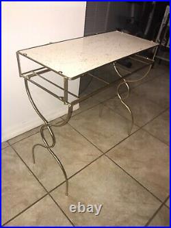 Vintage Gold Metal Vanity Table Plant Stand Desk