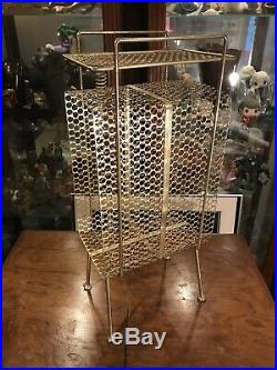 Vintage Gold Plant Stand Shelf End Table Metal Wire Mid Century Retro Atomic MCM