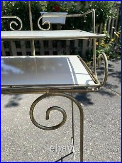 Vintage Hollywood Regency Style Gold Metal Vanity Table Plant Stand Desk