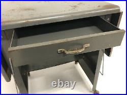 Vintage INDUSTRIAL TYPEWRITER TABLE drop leaf metal mid century plant stand 2 NY