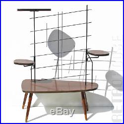 Vintage Indoor Plant Stand Table String Shelf Brown Black 50s Mid-Century Modern