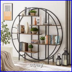 Vintage Industrial 5-Tier Round Metal Plant Stand and Bookcase Storage Rack