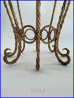 Vintage, Italian, Gilt, Metal, Rope and Ring, Hollywood Regency Plant Stand $425