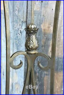Vintage Italian Marble Top Gold & Silver Gilt Metal Wrought Iron 44 Plant Stand