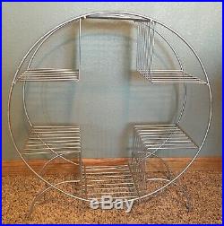 Vintage MCM Metal Wire Circle Plant Stand Floor Shelf 4 Tier Atomic Ranch