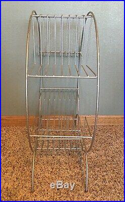 Vintage MCM Metal Wire Circle Plant Stand Floor Shelf 4 Tier Atomic Ranch