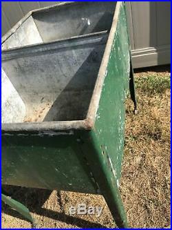 Vintage METAL DOUBLE WASH TUB w Stand cooler planter plant stand country green