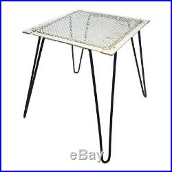 Vintage METAL SIDE TABLE plant stand hall hairpin planter mid century modern 50s