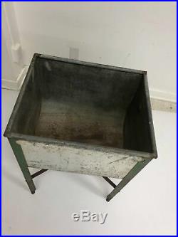Vintage METAL WASH TUB stand cooler planter plant stand green garden country 50s