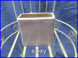 Vintage MID Century Planter Plant Stand Holder Chair Wire Coated Metal + Poodle