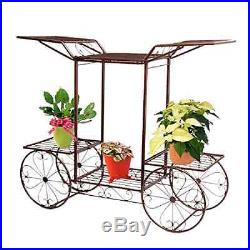 Vintage Metal Cart Flower Pot Plant Container Rack Indoor Stand Display Garden