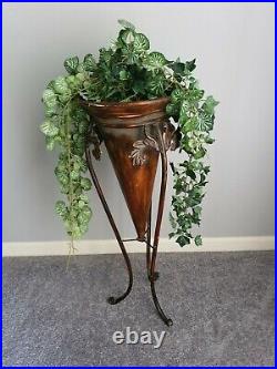 Vintage Metal Cone Shaped Plant Stand Holder