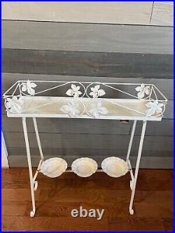 Vintage Metal Floral Plant Stand Planter 26in Tall X 25.25 Wide Garden Patio