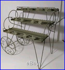 Vintage Metal Garden Plant Stand/Flower Cart (Planter) Hairpin Legs. Retro MCM