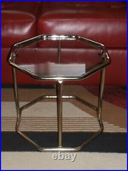 Vintage Metal & Glass Mid Century Modern Plant Stand Display Table Side Table