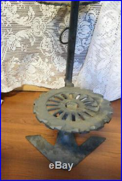 Vintage Metal Hand Made Plant Stand Made with Farm Implements FREE SHIPPING