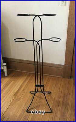 Vintage Metal Plant Stand with 4 Pots Mid Century / Art Deco Style