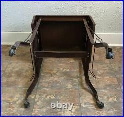 Vintage Metal Typewriter Table Drop Down Sides Rolling withWheels Plant Stand