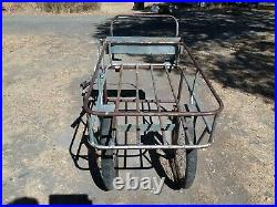 Vintage Metal Wheeled Cart Yard Art Decor Collect Country Garden Planter Display