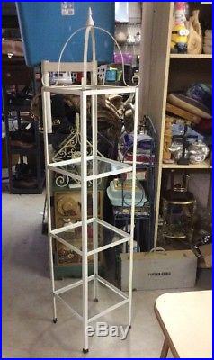 Vintage Metal/Wrought Iron 3 Glass shelves etagere curio plant stand