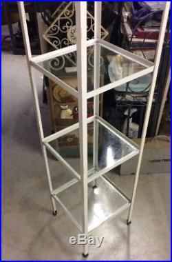 Vintage Metal/Wrought Iron 3 Glass shelves etagere curio plant stand Shop/AC280