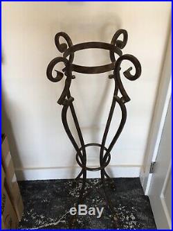 Vintage Metal Wrought Iron Flower Plant Stand TALL at 42 With Insert &plant