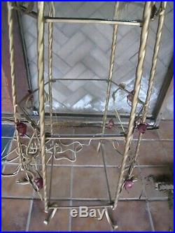 Vintage Metal/Wrought Iron tole 4 Glass shelves etagere curio plant stand PICK U