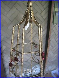 Vintage Metal/Wrought Iron tole 4 Glass shelves etagere curio plant stand PICK U