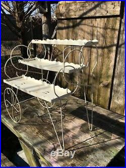 Vintage Metal and Wire Flower Cart Plant Stand Mid Century Floral Display 24in x