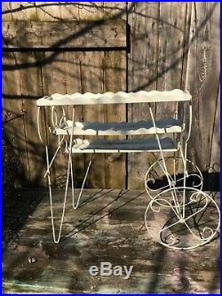 Vintage Metal and Wire Flower Cart Plant Stand Mid Century Floral Display 24in x