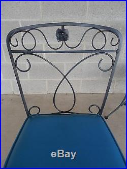Vintage Mid-Century 5 Piece Wrought Iron Patio Set Table 4 Chairs