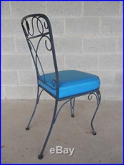 Vintage Mid-Century 5 Piece Wrought Iron Patio Set Table 4 Chairs