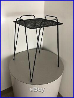 Vintage Mid Century Danish Modern Atomic Retro Hairpin Plant Stand End Table