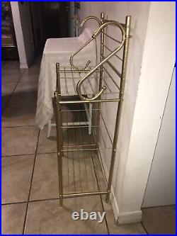 Vintage Mid Century Gold Wire Metal 3 Tier Shelf Rack Stand Bathroom Plant