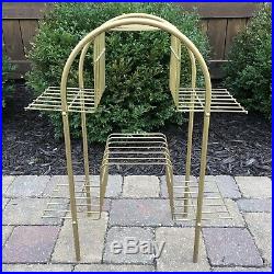 Vintage Mid Century Metal Plant Stand Art Deco Style Brass Colored 6 Shelves