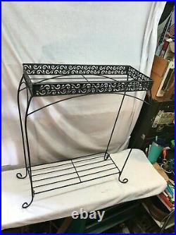 Vintage Mid Century Modern 2 Tier Wire Metal Plant Stand 30in x 24in x 9in