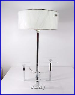 Vintage Mid Century Modern Chrome Finish Metal Lucite Plant Stand Lamp