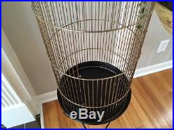 Vintage Mid Century Modern Hendyrx Floor Bird cage with iron legs/brass finial