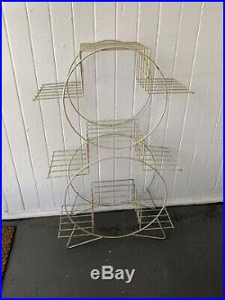 Vintage Mid Century Modern Metal Wire Plant Stand 6 Tier Atomic Circles