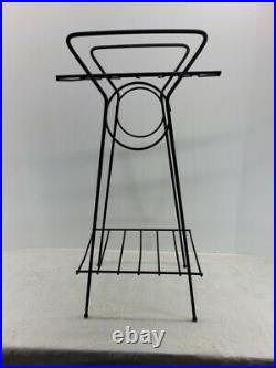 Vintage Mid Century Modern Telephone Metal Art Wire Table Stand Plant Black