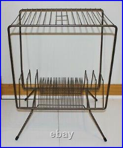 Vintage Mid Century Modern Wrought Iron Metal Record Player Album Plant Stand